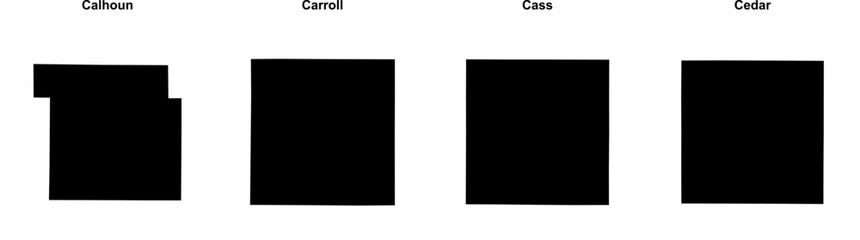 Obraz premium Calhoun, Carroll, Cass, Cedar outline maps