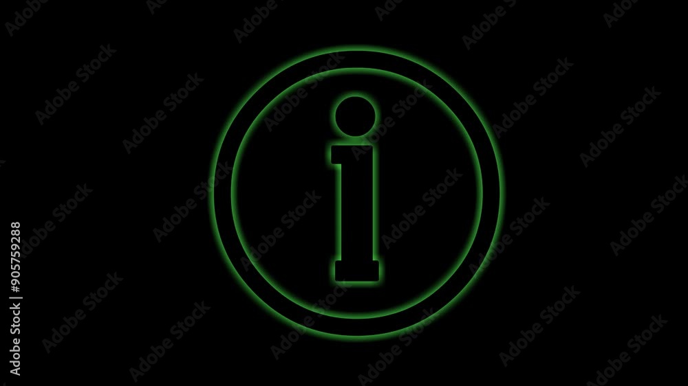 Poster video animation icon green illuminated electric vibrant color, information service designed with the