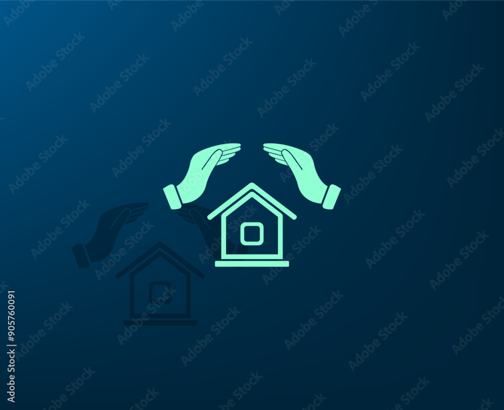 Poster vector illustration with shadow on blue background with gradient