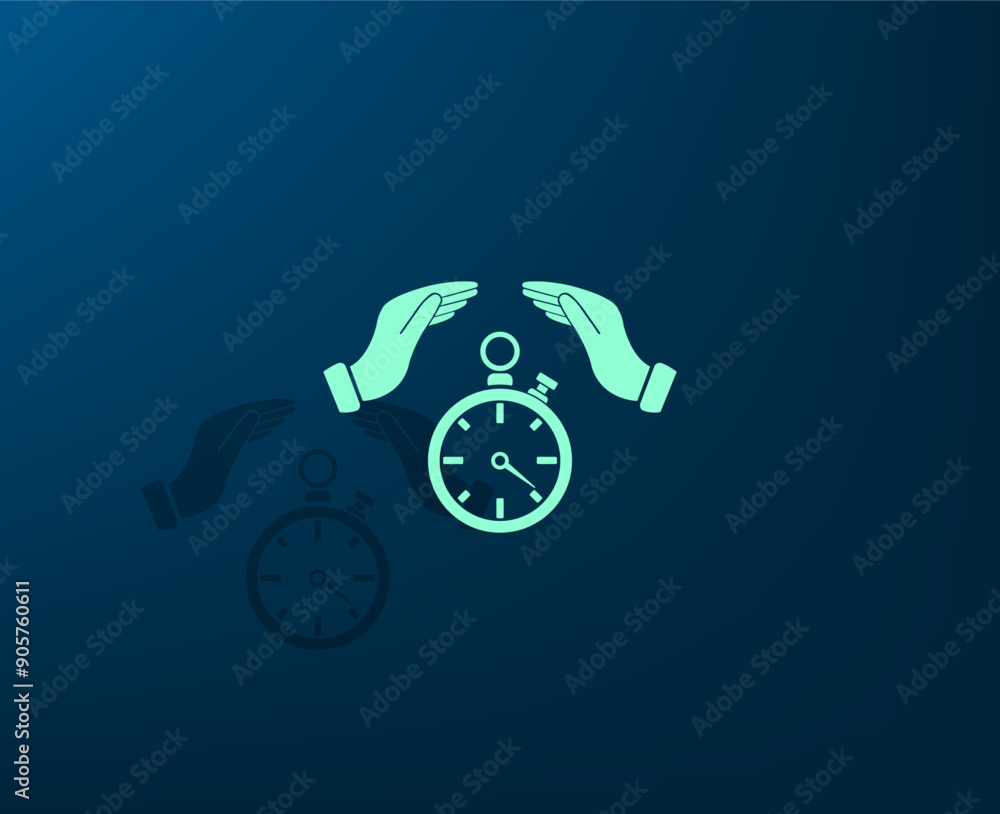 Poster vector illustration with shadow on blue background with gradient