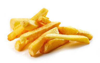 fried potatoes on white background