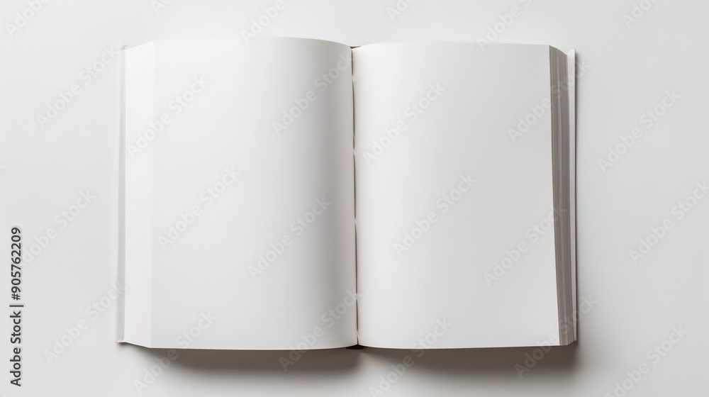 Poster blank open book on white background with soft natural light - educational concept with copy space fo