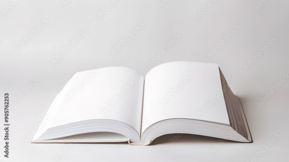 Poster illuminated open book with blank pages for creative educational concepts on white background with so