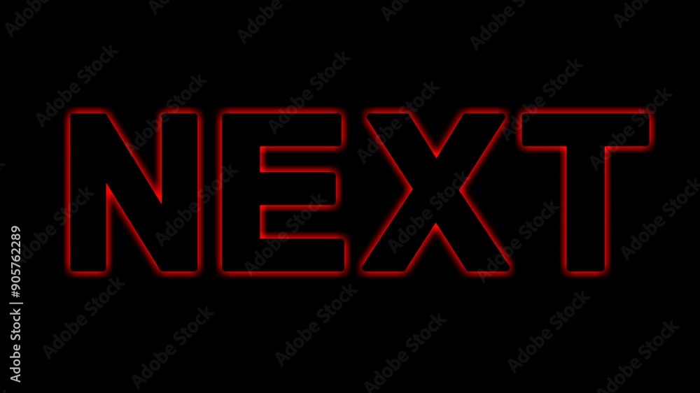 Poster video animation bright and electric red text of the next word, on a transparent background with alph