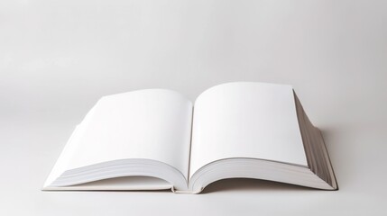 Illuminated Open Book with Blank Pages for Creative Educational Concepts on White Background with Soft Natural Light and Copy Space