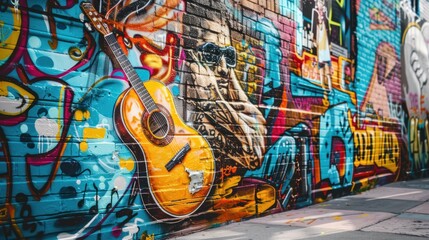 Graffiti Wall with Guitar