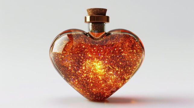 Heart-Shaped Bottle Filled with Glimmering Gold - Powered by Adobe