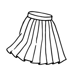 Hand drawn women skirt doodle in pen line art style. Png clipart isolated on transparent background