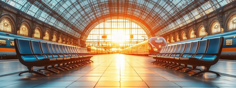 Sunlight Through Train Station Glass Ceiling