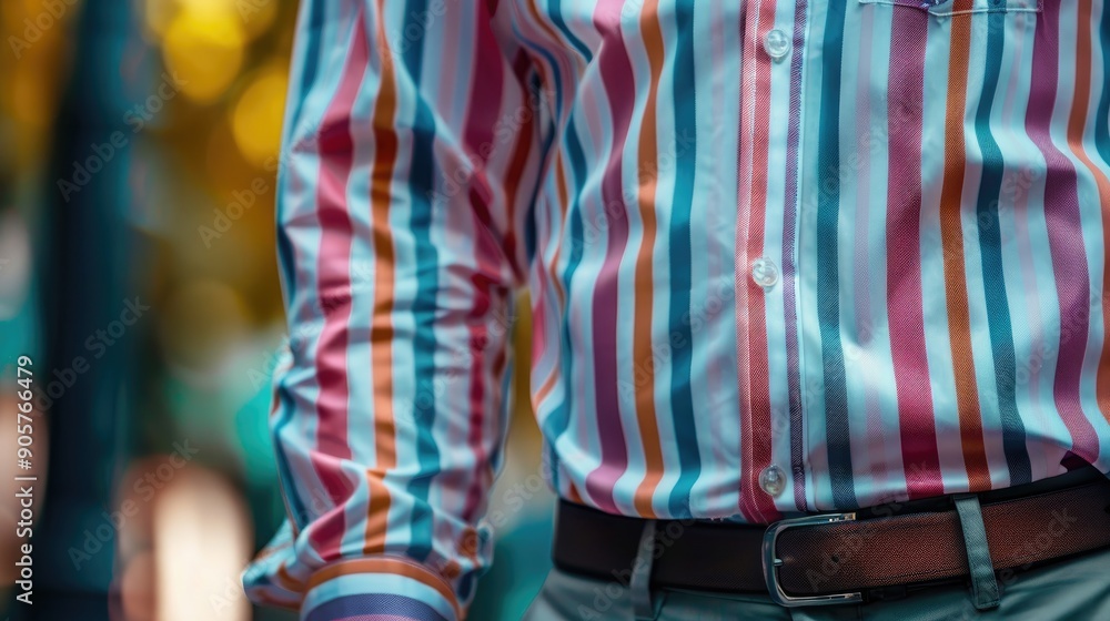 Canvas Prints Men s striped shirt in close up with blurred background