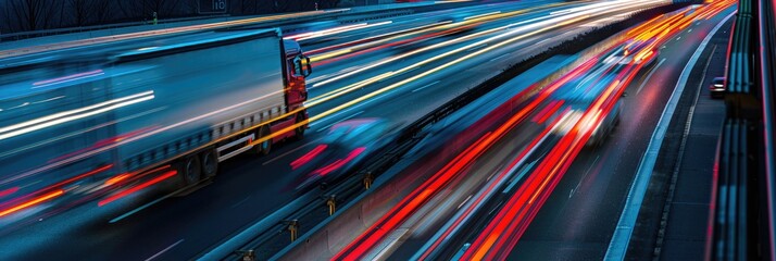 Trucks in motion on the highway