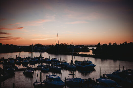 sunset in the harbor