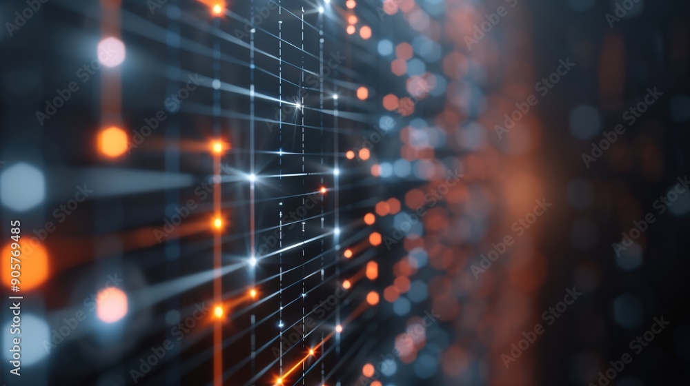 Aufkleber futuristic 3d data network visualization with business charts and graphs on abstract background