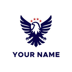 Obraz premium logo combination of eagle head with United States flag 