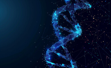 Fototapeta premium DNA Helix Illustration on Blue Background with Space for Text