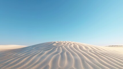 Naklejka premium Solitude in the Sands - Minimalistic 3D Illustration of a Single Sand Dune in Vast Desert Landscape