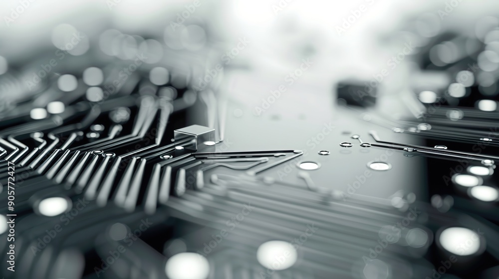 Poster futuristic high-tech gadget revealing intricate circuit boards in soft natural light macro shot on w