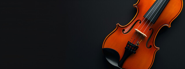 Fototapeta premium Violin on Black Background with Space for Text