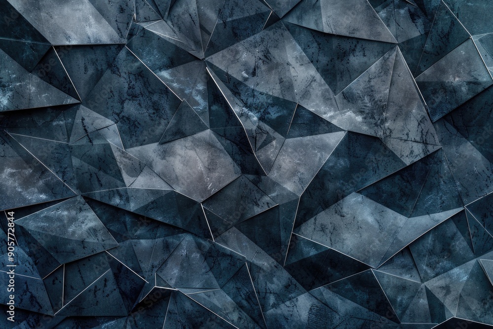 Poster blue abstract background featuring numerous triangles