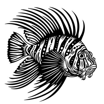 black and white fish drawing