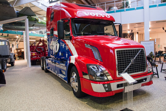 Gothenburg, Sweden - January 21 2007: Big Volvo VNL truck on display.