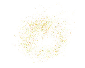 Lots of transparent bright festive golden lights. Golden sand, chaotically scattered. Scattered in a circle or ring shape