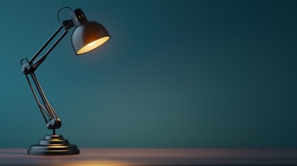 A high-quality stock image of a sleek modern desk lamp positioned on the left side, leaving ample space on the right for text. Perfect for office settings, workspace design, and modern decor.