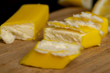 sweet dessert made of soft cheese with lemon flavor
