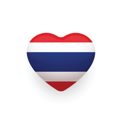 National flag of Thailand shaped as heart. Thailand flag. Vector illustration.