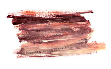 Red brown brush strokes isolated on white background. Red brown abstract stroke. Colorful oil paint brush stroke.