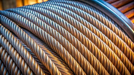 Close-up of Braided Copper Cable, Abstract Texture, Industrial Material, Metal, Wire, Copper Cable