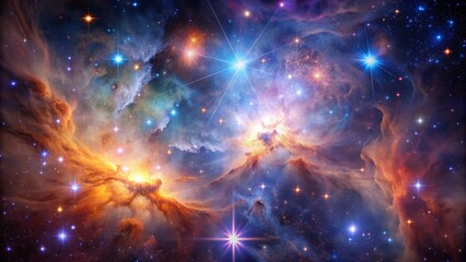 Obraz premium Cosmic Nebula with Star Clusters - A Digital Painting of a Celestial Landscape, nebula , stars , space , galaxy