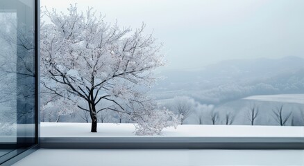 Snow-Covered Trees and Frosted Landscape in Winter Morning Light