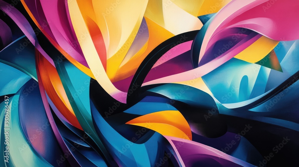 Aufkleber dynamic abstract artwork with overlapping beautiful shapes and vibrant colors