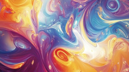Heaven artwork of abstract A4 design with swirling shapes and kaleidoscope colors on bright background
