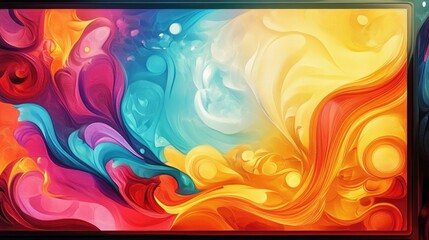 Heaven artwork of abstract A4 frame with swirling shapes and vibrant colors on bright background