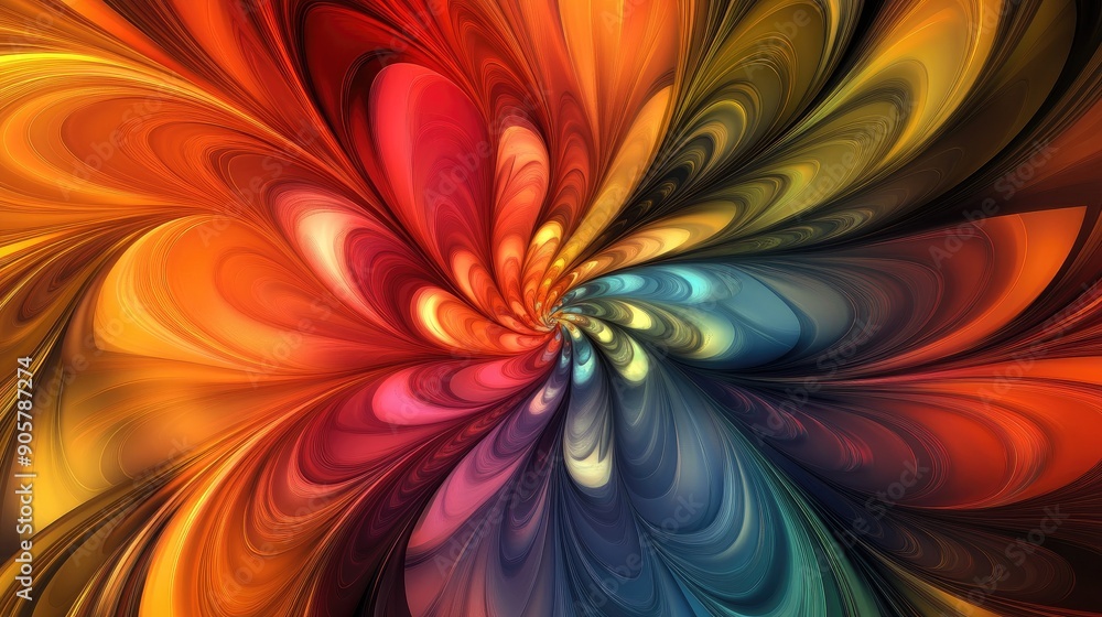 Poster kaleidoscope colors in abstract a4 frame design with swirling shapes and artistic elements