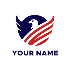 Obraz premium logo combination of eagle head with United States flag