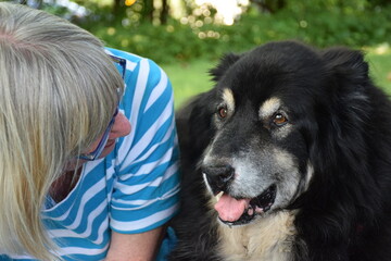 women and dog 