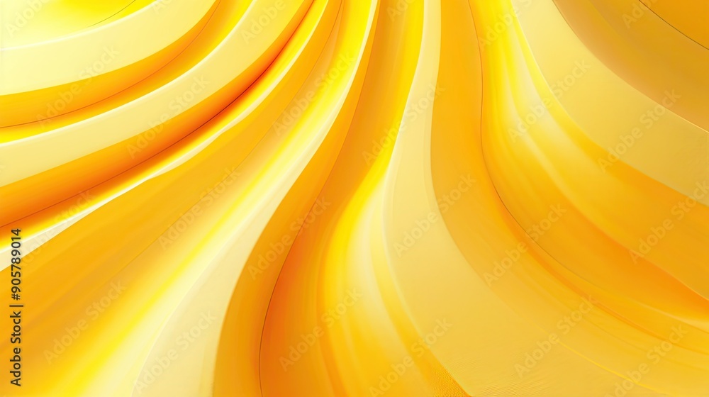 Poster 3d yellow background with a gradient effect, featuring soft, curved lines and shadows to create a se