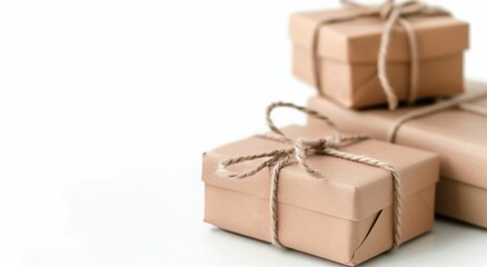 Wrapped Presents Stacked on Table With Soft Focus Background