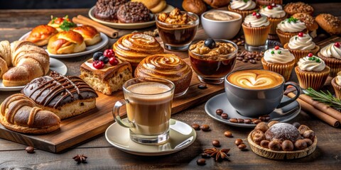 Sweet Coffee Break with Pastries and Coffee, coffee , pastry , dessert , breakfast