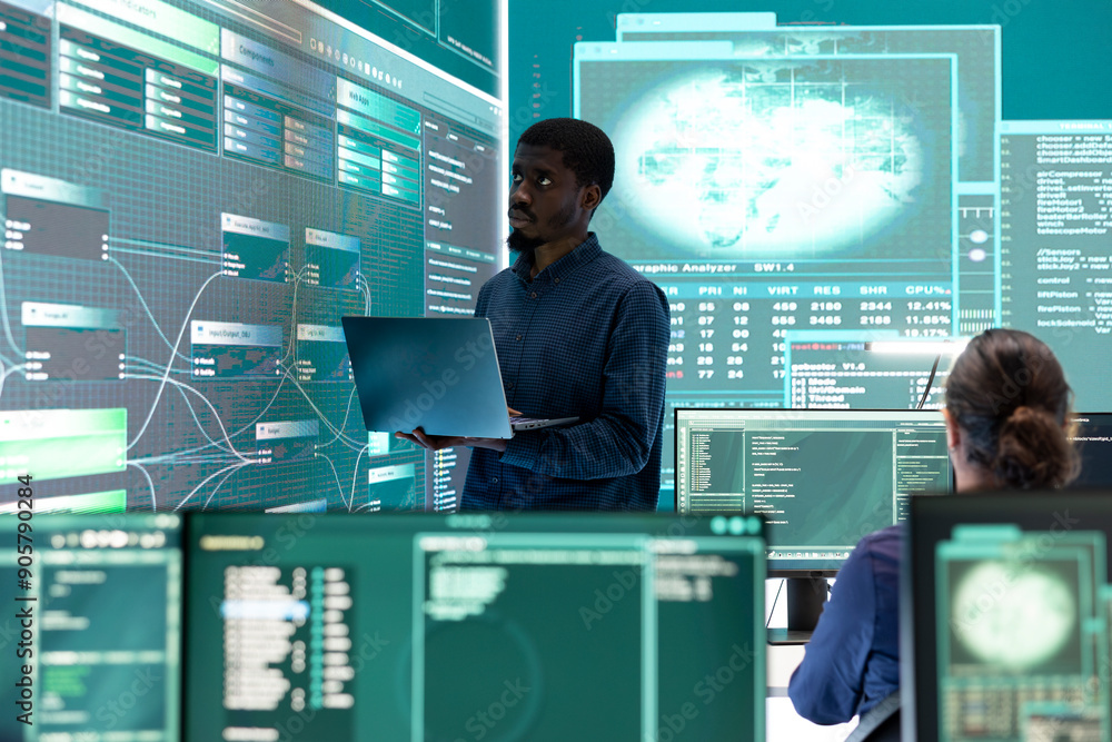 Poster governmental hacking specialist targeting sensitive information through high tech cyber attacks, dig