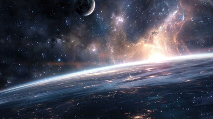 Obraz premium Sweeping vista of a celestial body in space