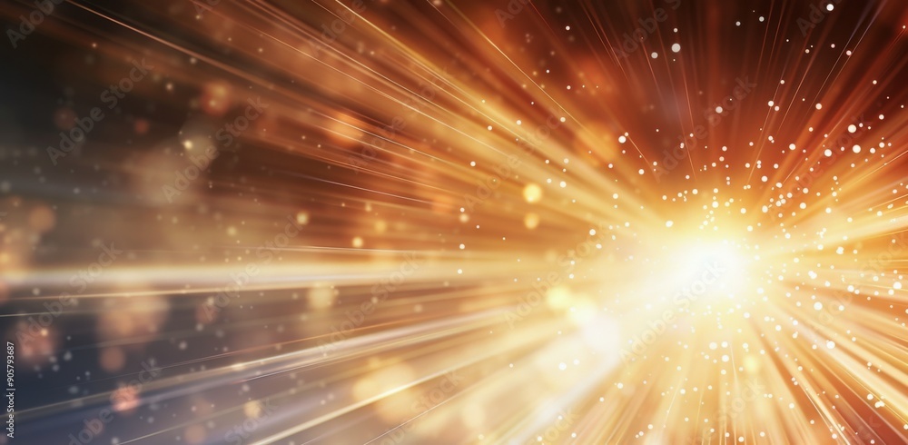 Aufkleber bright glowing light rays with sparkling particles in a warm color palette