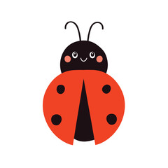 Cute cartoon ladybug. Childish vector illustration isolated on white background.