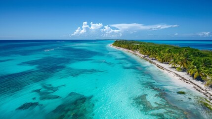 Obraz premium Aerial view of Island Saona beach in Dominican Republic