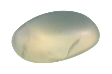 natural green prehnite gem on the white background