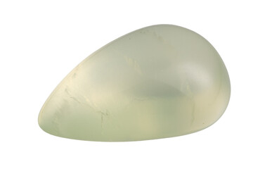 natural green prehnite gem on the white background