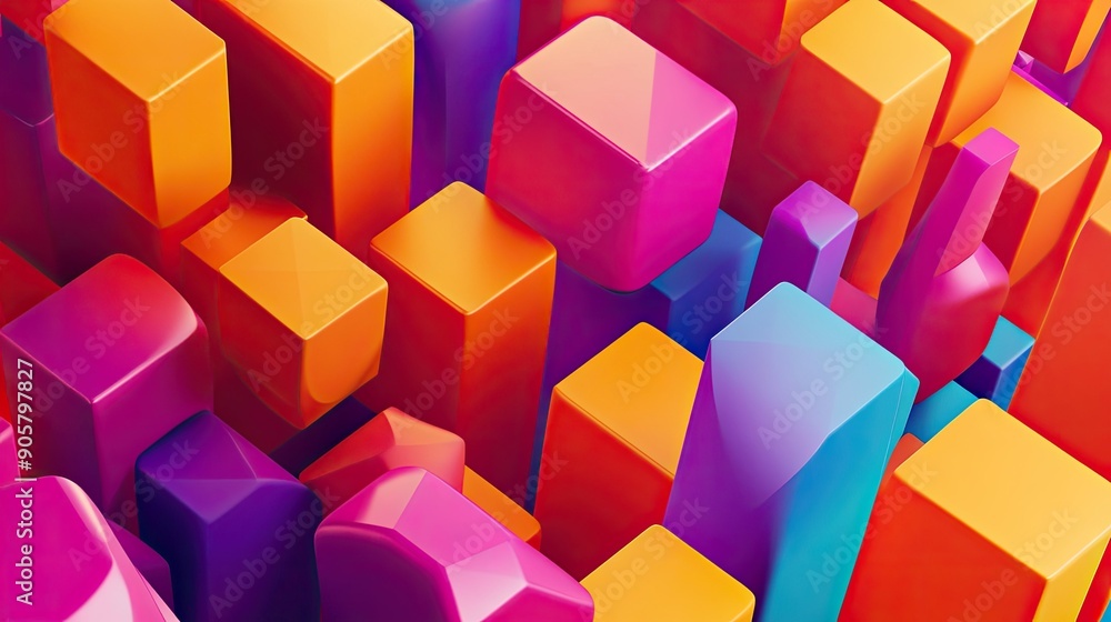Aufkleber 3d geometric patterns with smooth transitions and vibrant colors